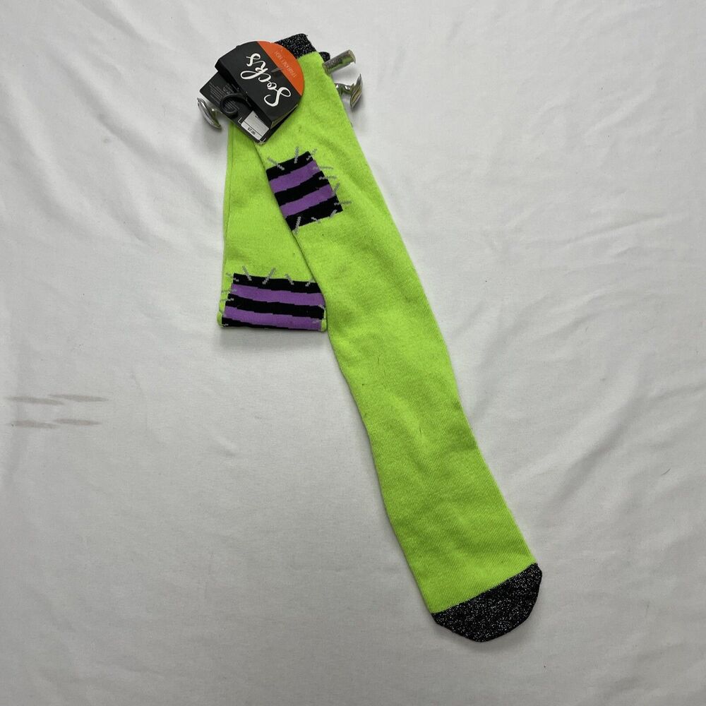 Halloween Frankenstein Dress Up Bioworld Crew Knee High Socks Womens 9-11 Adult - Picture 2 of 10